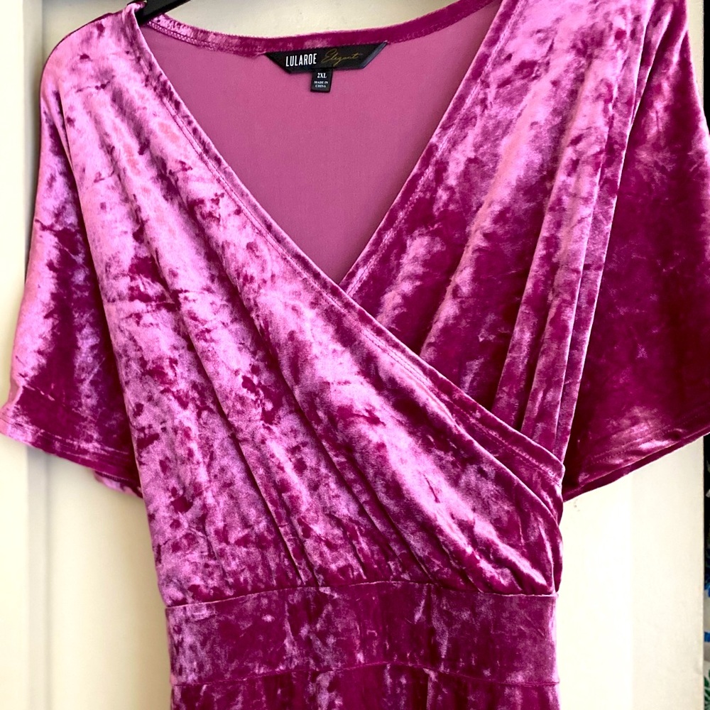 LuLaRoe Noelle pink crushed velvet